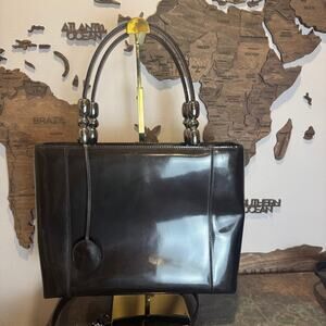 Dior Vintage Brown Burgundy Patent Leather Malice Bag SHW Authentic CoA